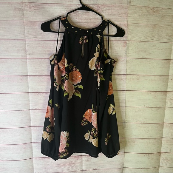 I.N.C.  Floral Stud Embellishment Cold Shoulder Long‎ Sleeve Blouse Size Large - Picture 9 of 10